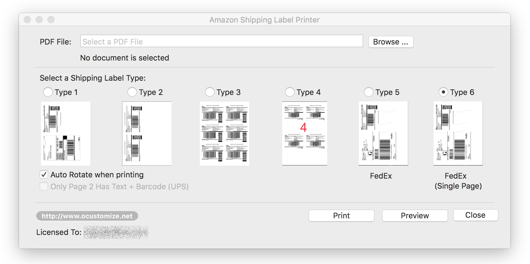 Shipping Label Printer for Mac